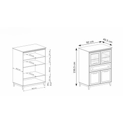 Stylová vitrína Charlott - sklo, police, zásuvka