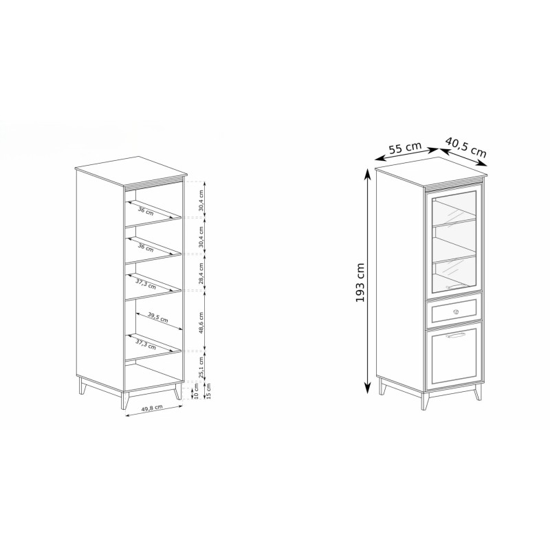 Charlott | Úzká vitrína s proskleným čelem