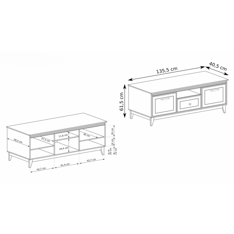 Skříňka RTV Charlott 135 cm - klasický styl a funkčnost