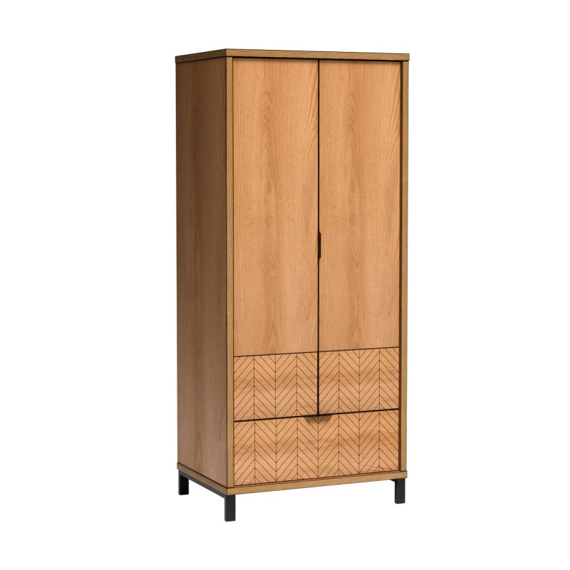 Dvoudveřová šatní skříň se zásuvkou FUN - dub karamelový