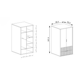 Dvoudveřová šatní skříň se zásuvkou FUN - dub karamelový