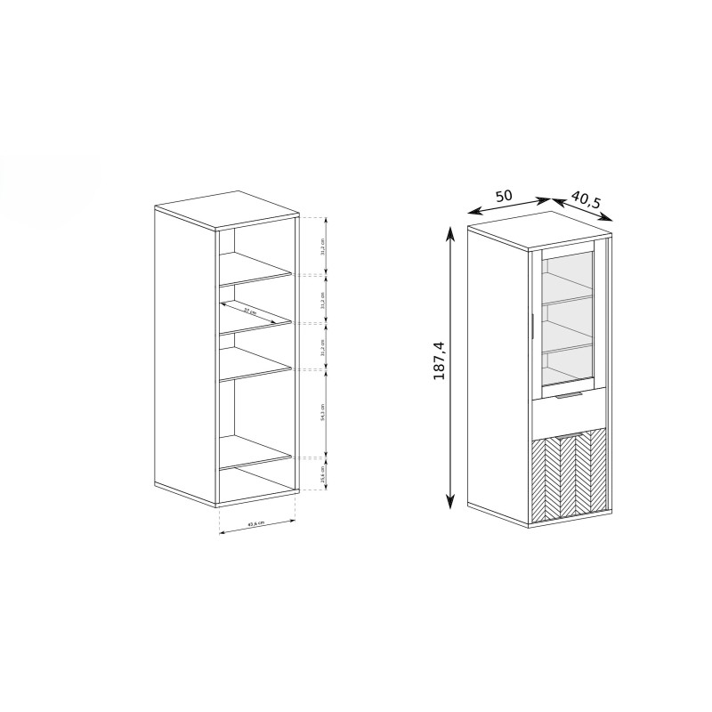 Skříňka FUN - moderní, prosklená se zásuvkami