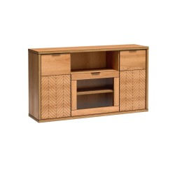 Komoda FUN s vitrínou - moderní a funkční, dub karamelový