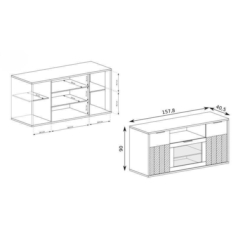 Komoda FUN s vitrínou - moderní a funkční, dub karamelový