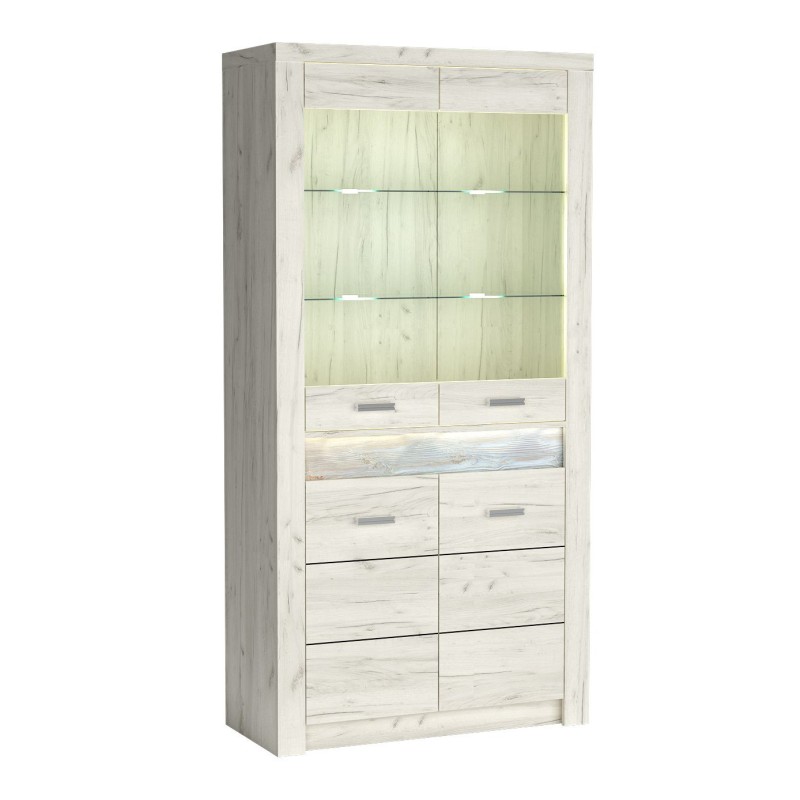 Velká vitrína POLIS do obývacího pokoje - s LED a moderním stylem