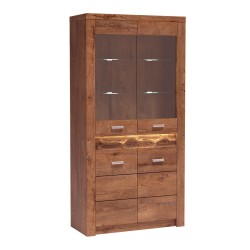 Velká vitrína POLIS do obývacího pokoje - s LED a moderním stylem