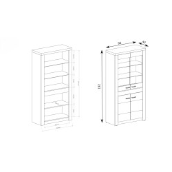 Velká vitrína POLIS do obývacího pokoje - s LED a moderním stylem