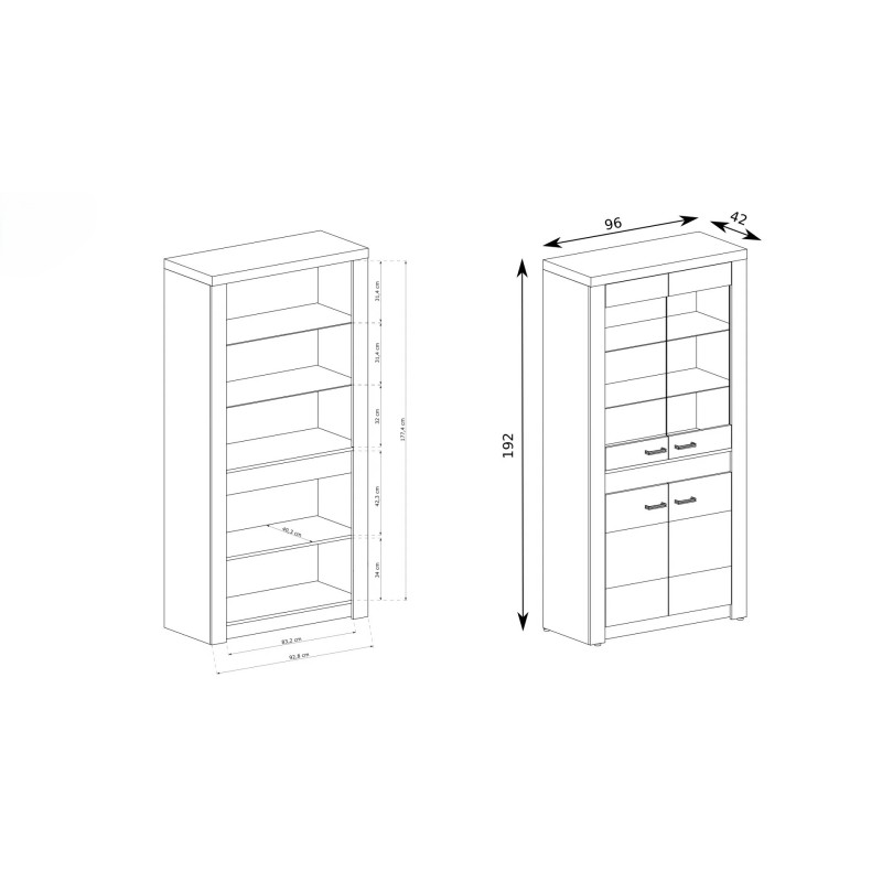 Velká vitrína POLIS do obývacího pokoje - s LED a moderním stylem