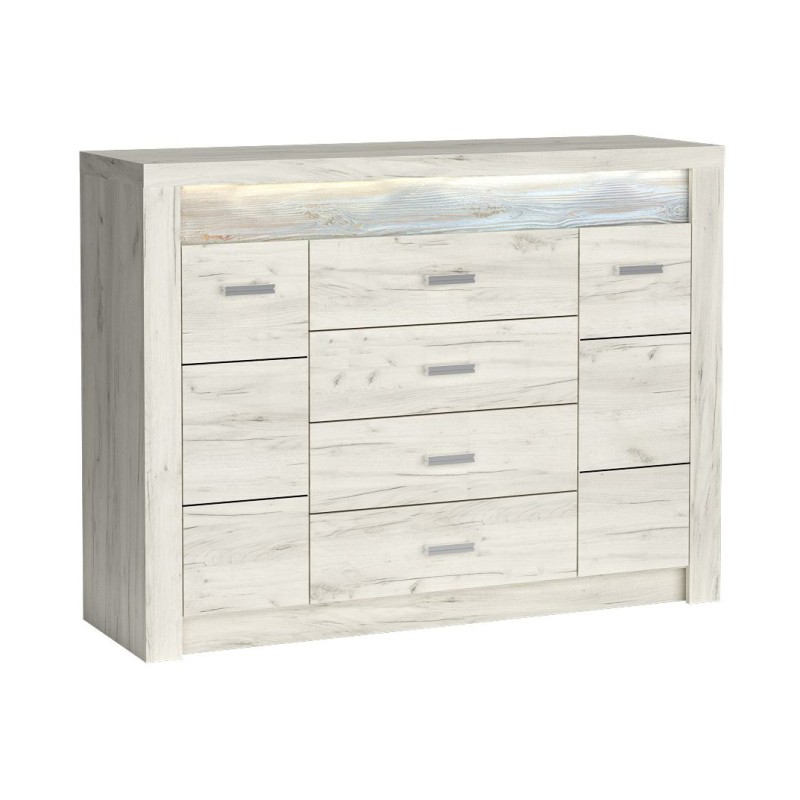 Komoda POLIS - prostorná komoda se 4 zásuvkami a 2 skříňkami