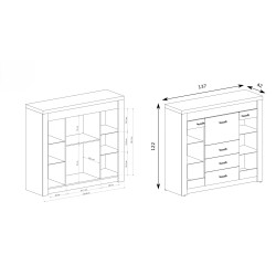 Výloha POLIS - moderní výloha s barem, zásuvkami a LED osvětlením