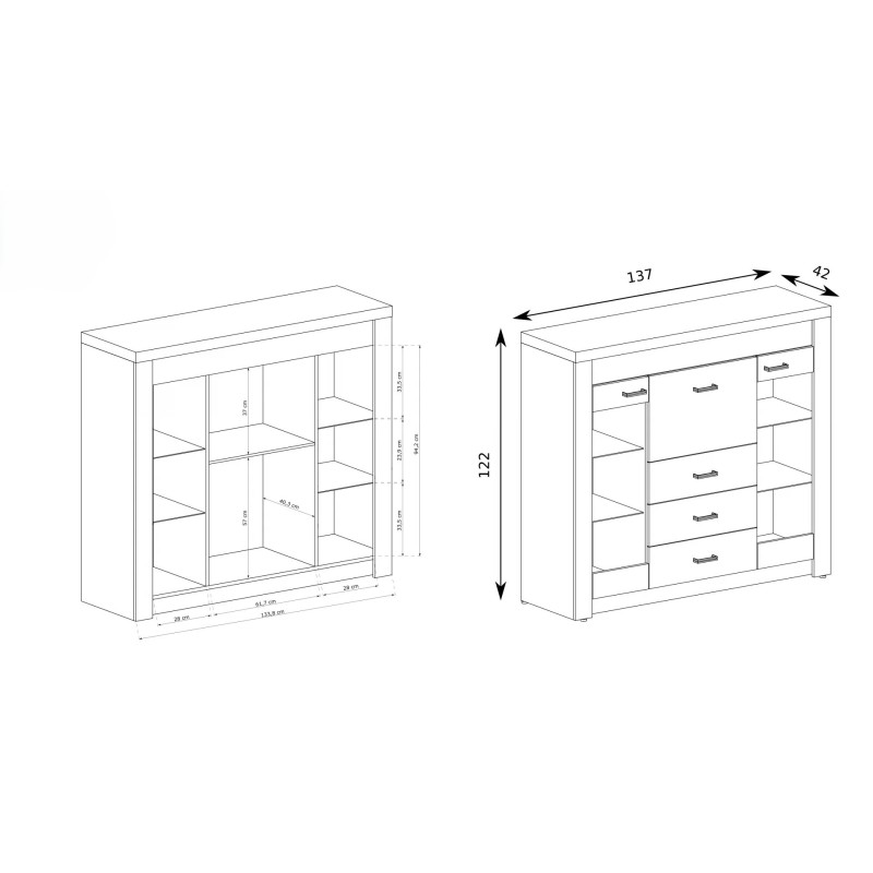 Výloha POLIS - moderní výloha s barem, zásuvkami a LED osvětlením