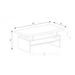 Lavice POLIS 120 × 60 cm - moderní konferenční stolek s policemi