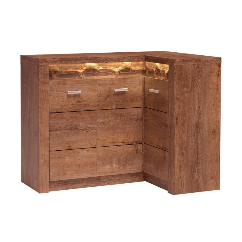 Rohová komoda POLIS - funkční komoda s LED osvětlením