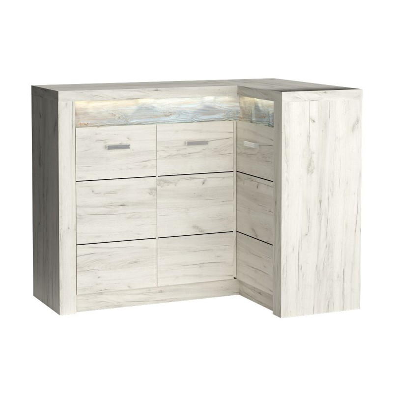 Rohová komoda POLIS - funkční komoda s LED osvětlením