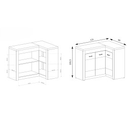 Rohová komoda POLIS - funkční komoda s LED osvětlením