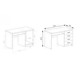 Psací stůl POLIS - moderní psací stůl se 4 zásuvkami a policí