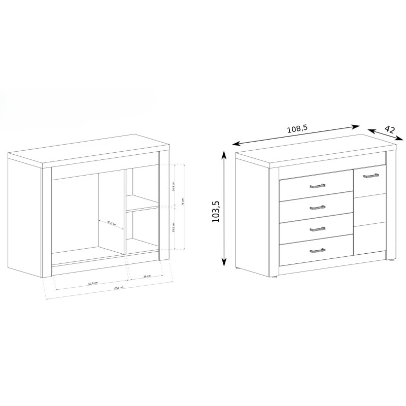 Komoda POLIS - moderní komody a skříně