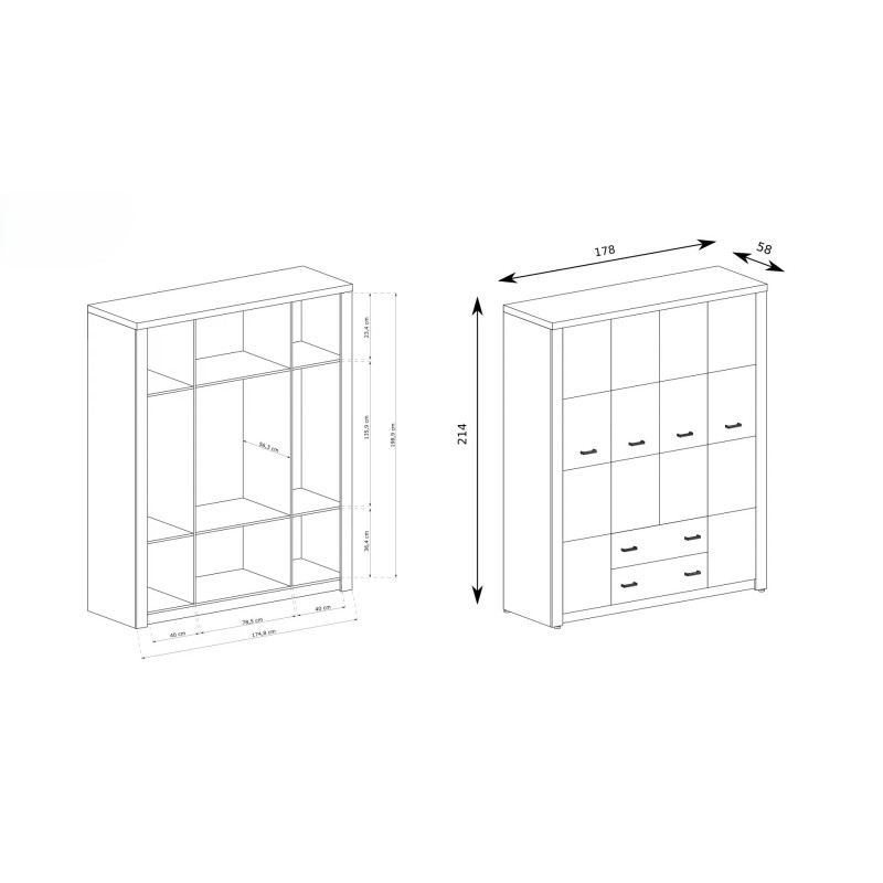 Šatní skříň POLIS - prostorná čtyřdveřová skříň do ložnice nebo šatny