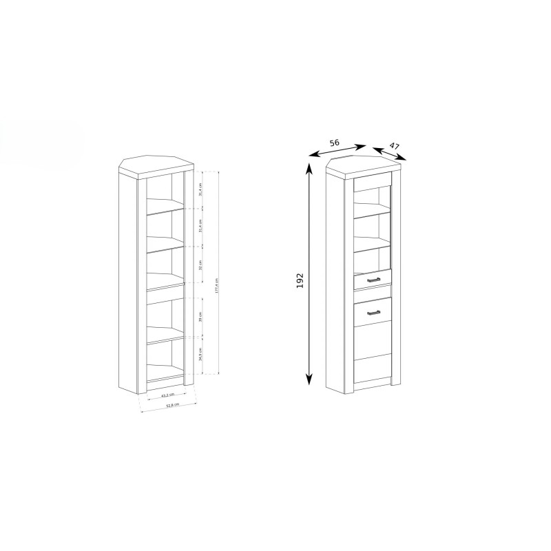 Rohová vitrína POLIS s LED osvětlením