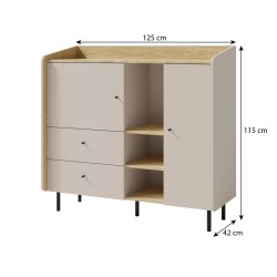 Komoda ALEX - moderní design, 2 barvy, velký objem
