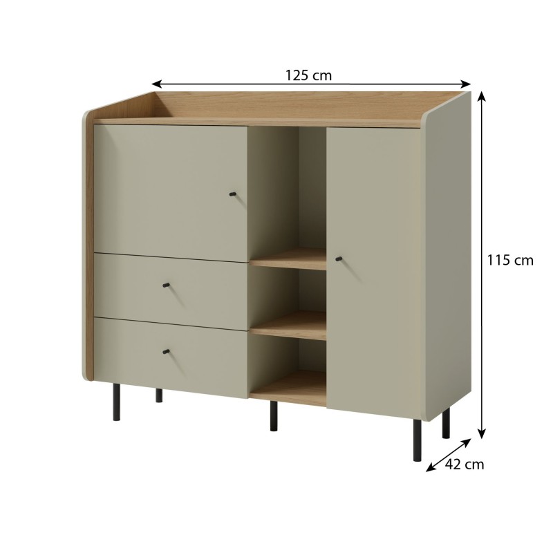 Komoda ALEX - moderní design, 2 barvy, velký objem