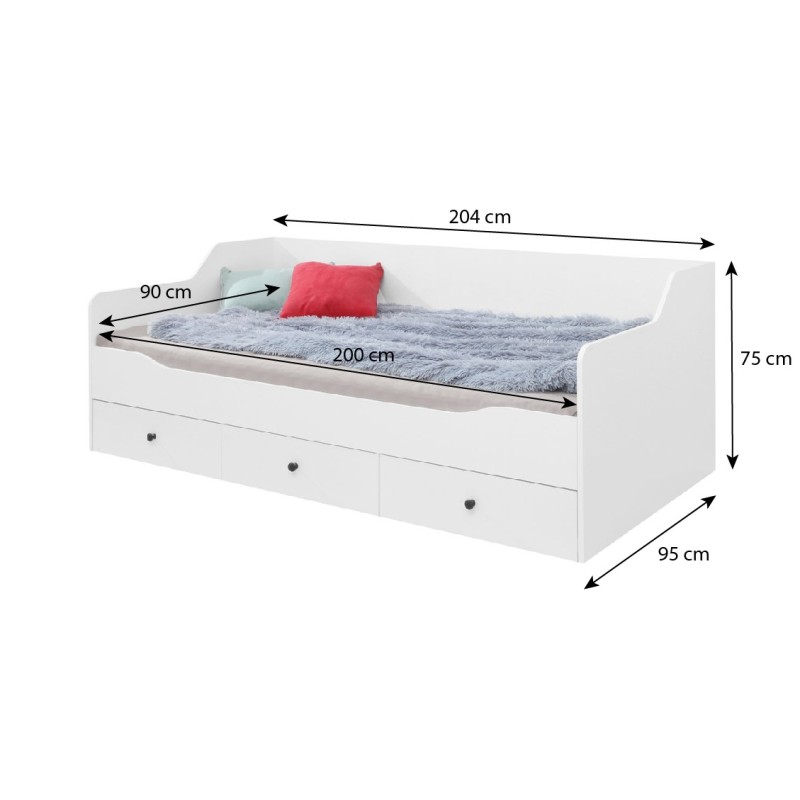 Postel Bergo 90x200 se zásuvkami | Moderní ložnice