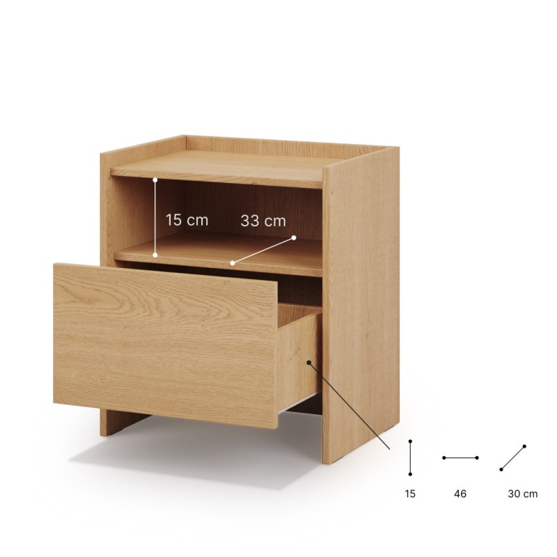 Noční stolek JUNI s 1 zásuvkou – moderní a praktický nábytek do ložnice