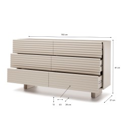 Komoda TORINO se 6 zásuvkami | Kašmír