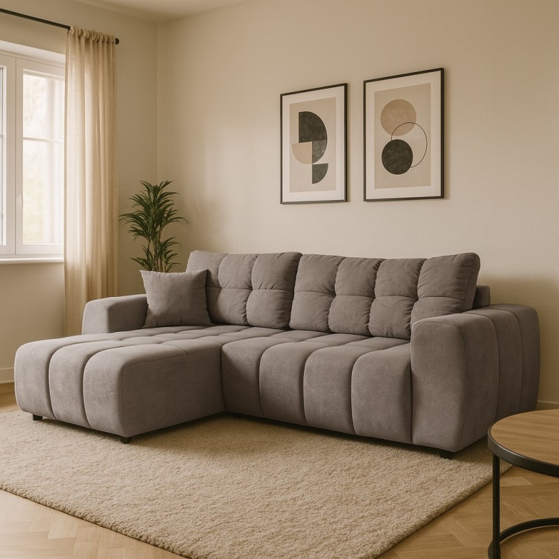 Rohová pohovka FERIO - pohovka s funkcí spaní a univerzálním otomanem