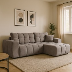 Rohová pohovka FERIO - pohovka s funkcí spaní a univerzálním otomanem