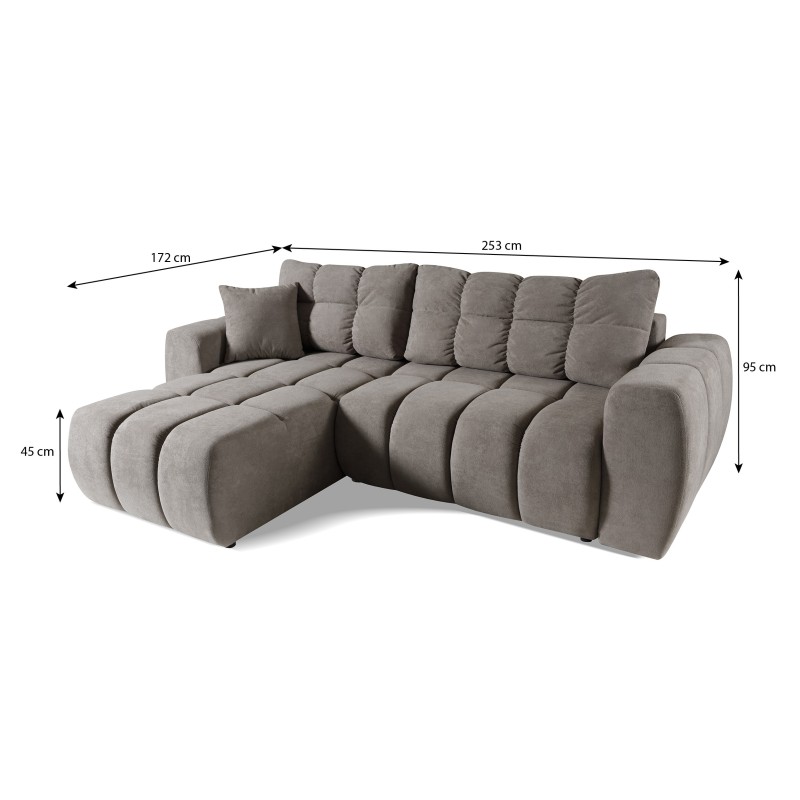 Rohová pohovka FERIO - pohovka s funkcí spaní a univerzálním otomanem