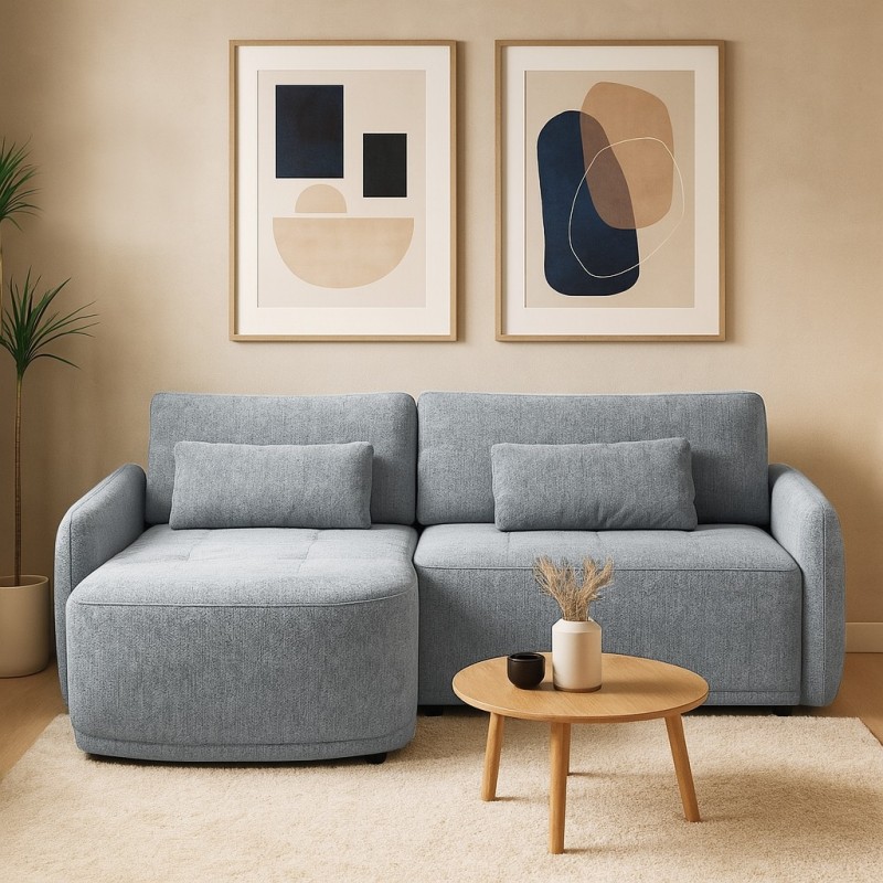 Rohová pohovka KAVI - pohovka s funkcí spaní a univerzálním otomanem