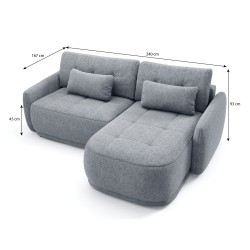 Rohová pohovka KAVI - pohovka s funkcí spaní a univerzálním otomanem