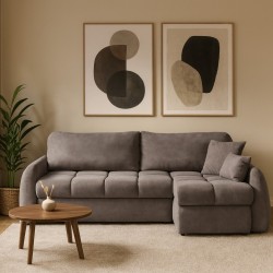 Rohová pohovka GLAVI s funkcí spaní a kontejnerem na lůžkoviny - pohodlí a styl