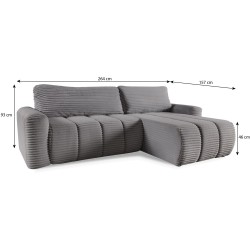 Rohová pohovka CAVO s funkcí spaní a úložným boxem - moderní design a pohodlí