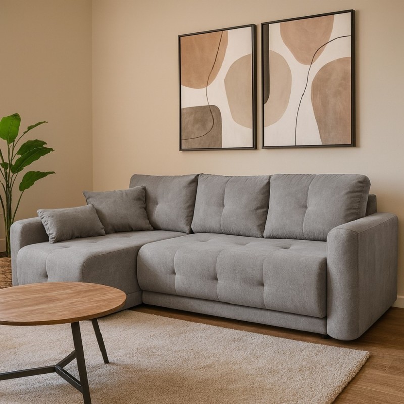 Rohová pohovka VERO s funkcí spaní a úložným boxem - moderní design a pohodlí