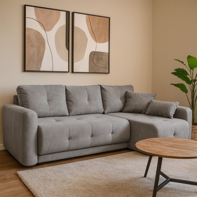 Rohová pohovka VERO s funkcí spaní a úložným boxem - moderní design a pohodlí