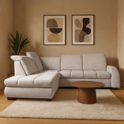 Rohová pohovka ONEL s funkcí spaní a nastavitelnými opěrkami hlavy - pohodlí a moderní design