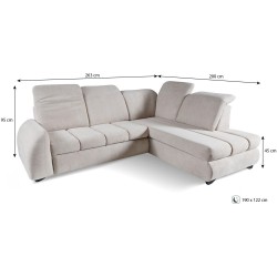 Rohová pohovka ONEL s funkcí spaní a nastavitelnými opěrkami hlavy - pohodlí a moderní design