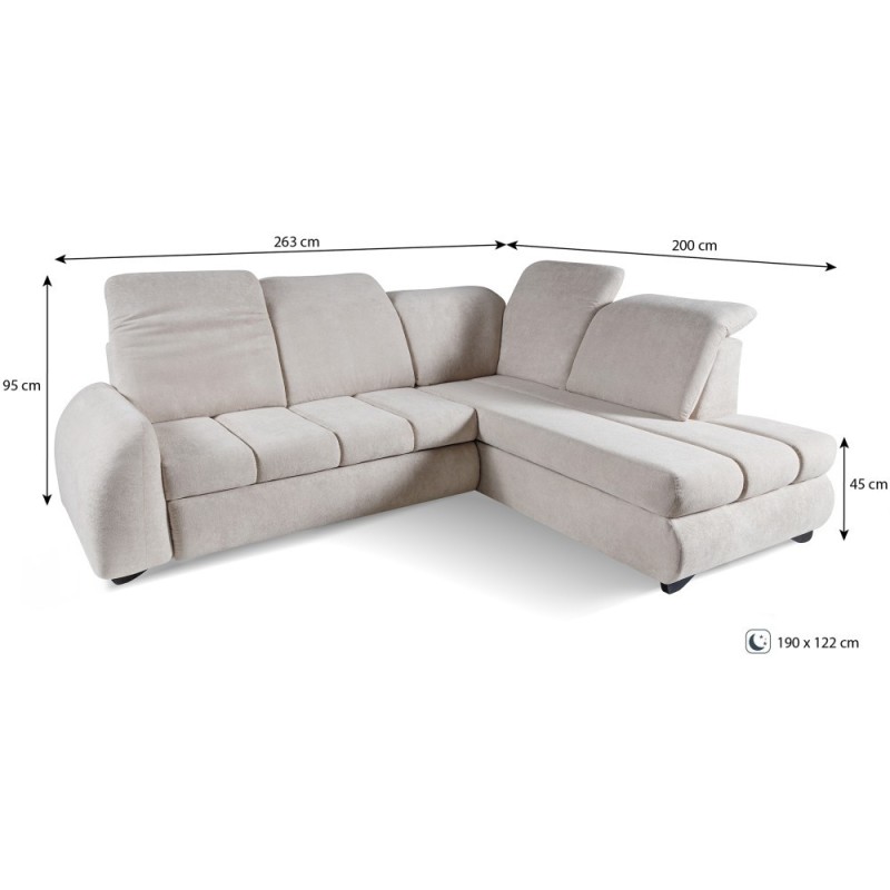 Rohová pohovka ONEL s funkcí spaní a nastavitelnými opěrkami hlavy - pohodlí a moderní design