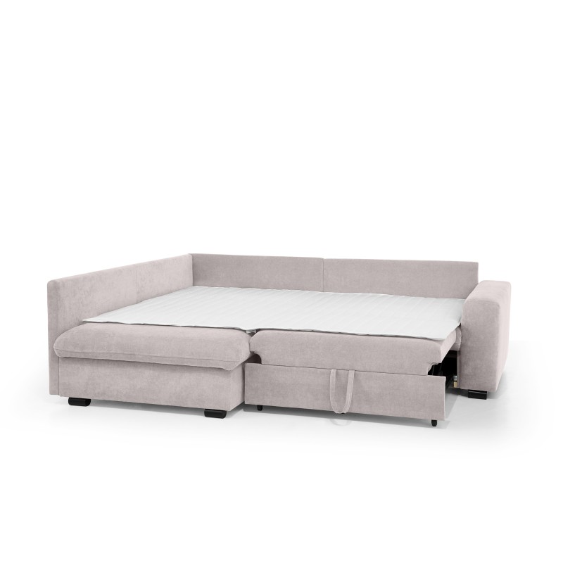 Rohová sedací souprava RAMO s funkcí spaní a bezplatným topperem - velká plocha 160×200 cm