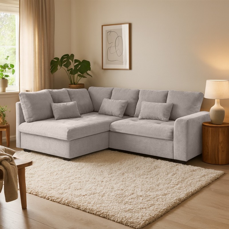 Rohová sedací souprava RAMO s funkcí spaní a bezplatným topperem - velká plocha 160×200 cm