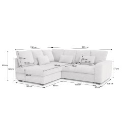 Rohová sedací souprava RAMO s funkcí spaní a bezplatným topperem - velká plocha 160×200 cm