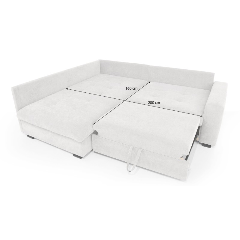 Rohová sedací souprava RAMO s funkcí spaní a bezplatným topperem - velká plocha 160×200 cm