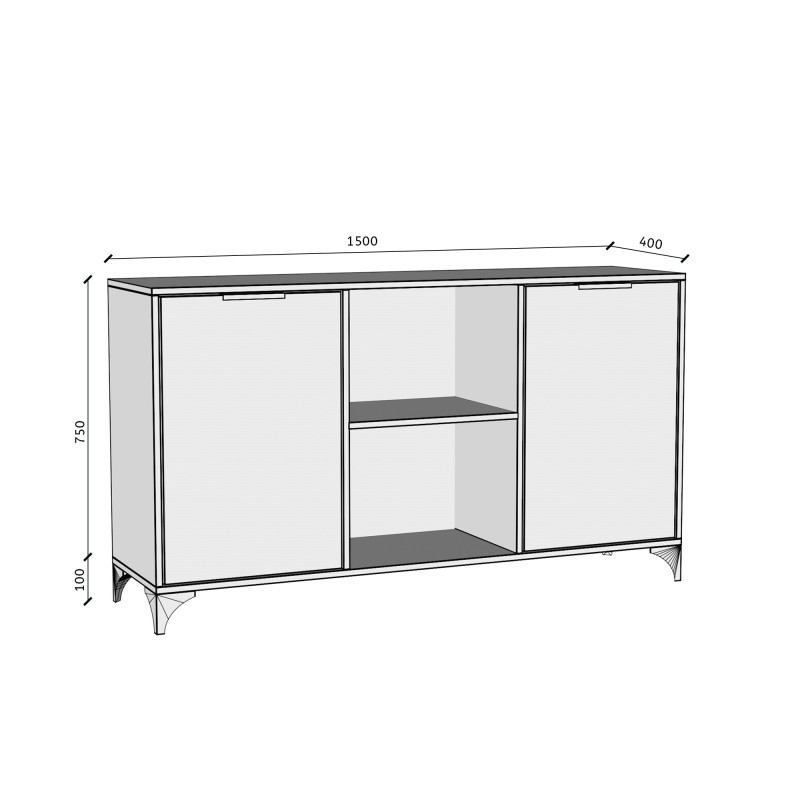 Dvoudveřová komoda HOME - moderní, praktická, 150 cm