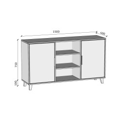 Dvoudveřová komoda HOME s policemi - moderní a funkční