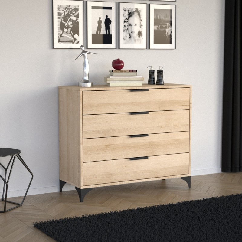 HOME Komoda se 4 zásuvkami - moderní komoda do obývacího pokoje a ložnice