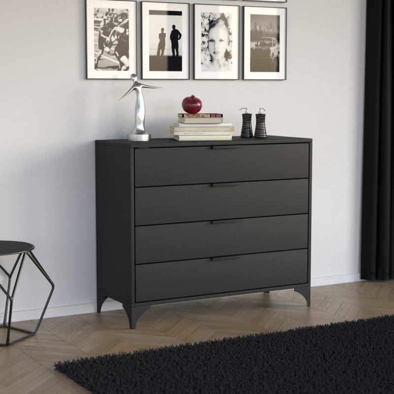 HOME Komoda se 4 zásuvkami - moderní komoda do obývacího pokoje a ložnice