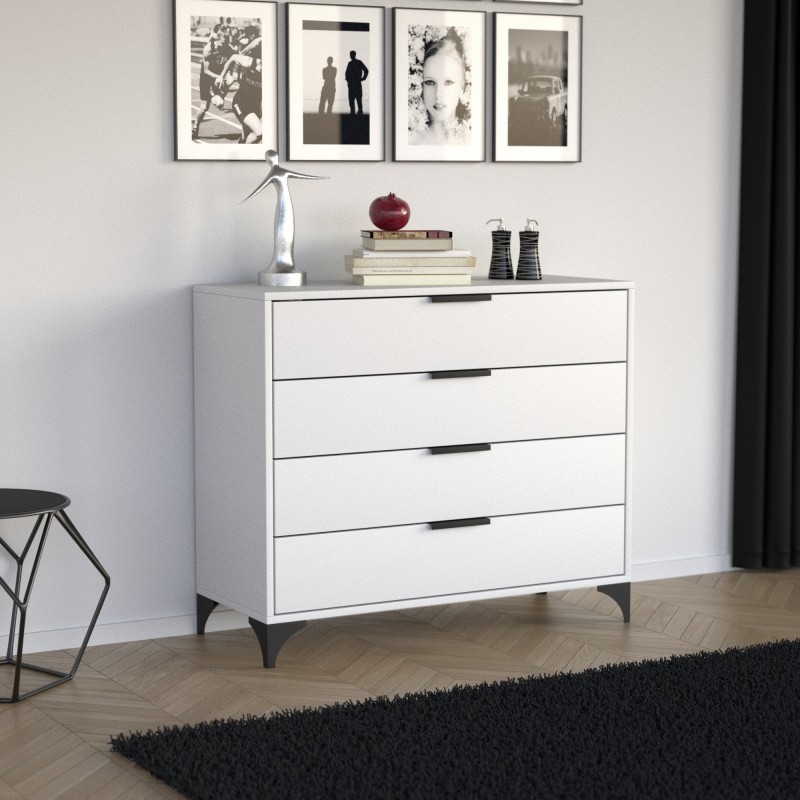 HOME Komoda se 4 zásuvkami - moderní komoda do obývacího pokoje a ložnice