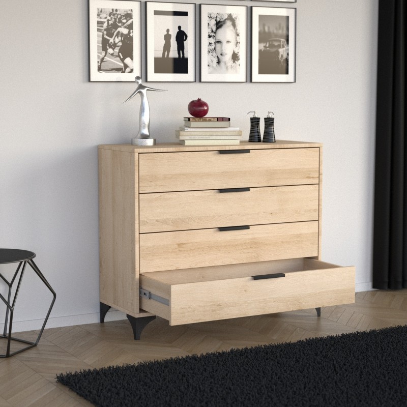 HOME Komoda se 4 zásuvkami - moderní komoda do obývacího pokoje a ložnice